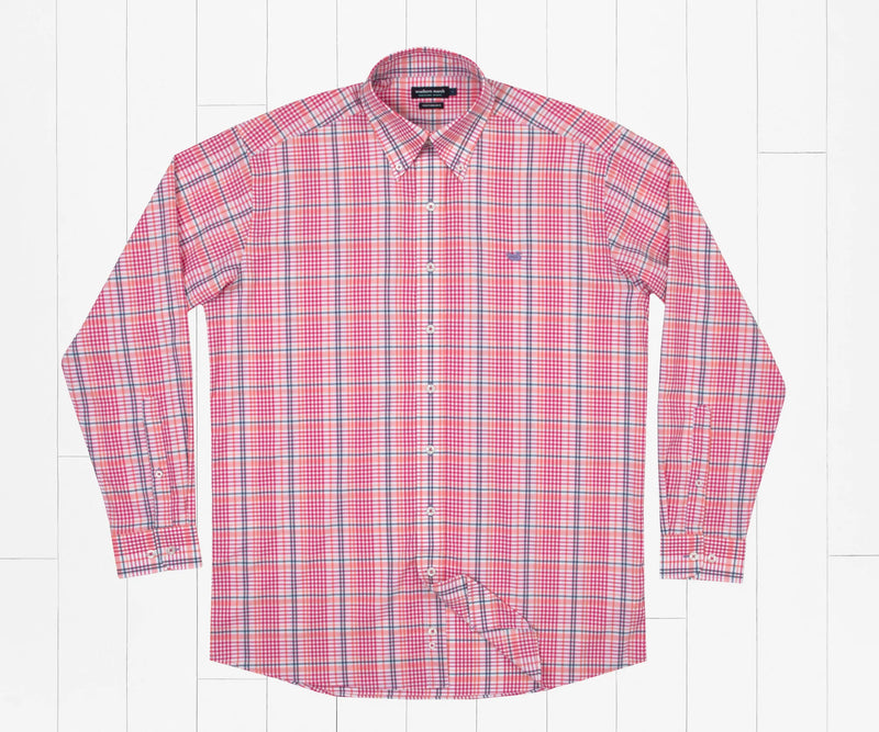 Shores Windowpane Performance Dress Shirt PINK AND NAVY