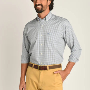 Performance Poplin Sport Shirt Walton Gingham Tempest Blue