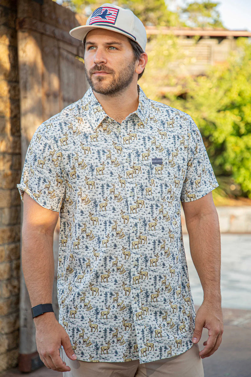 Performance Button Up - Deer Scenery