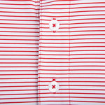 BIRDIE STRIPE STANDING BULLDOG POLO - WHITE/RED