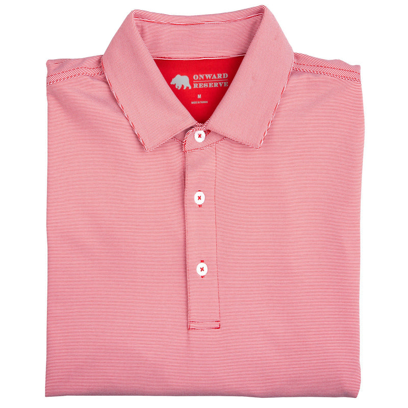 HAIRLINE STRIPE PERFORMANCE POLO - RED