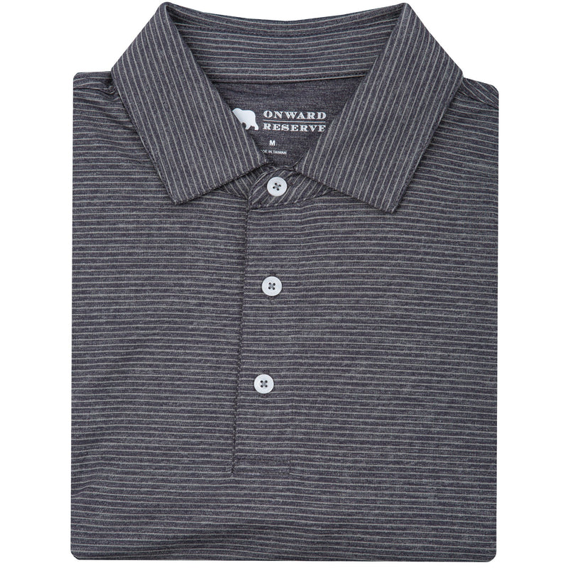 BIRDIE STRIPE PERFORMANCE POLO Heather Nine Iron/Moon Mist
