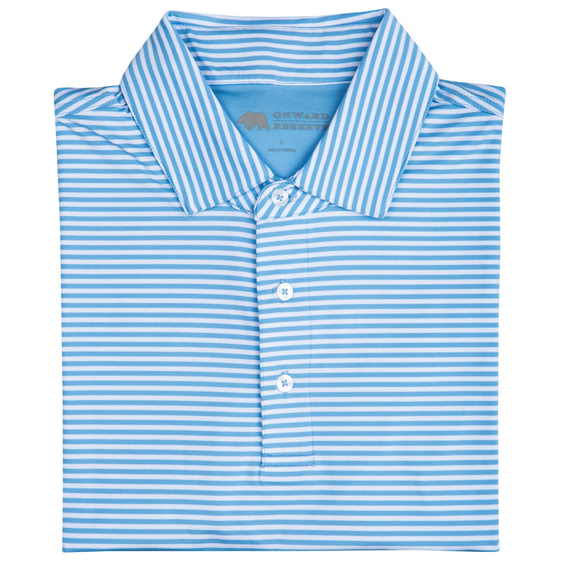 PRO STRIPE PERFORMANCE POLO BLUE/WHITE