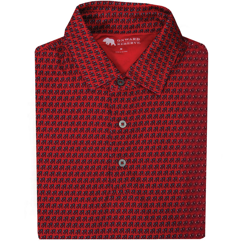 STANDING BULLDOG PRINTED POLO RED
