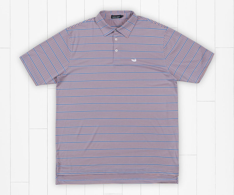 Bermuda Performance Polo - Chenier Stripe French Blue & Peach