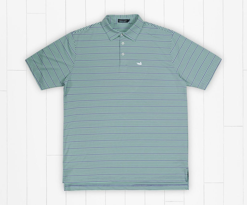 Bermuda Performance Polo - Chenier Stripe Slate & Mint