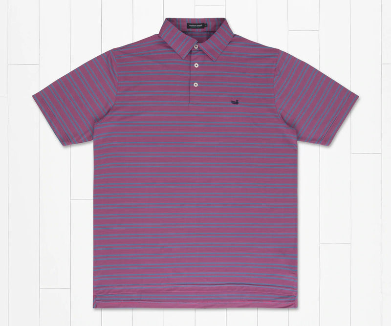 Bermuda Performance Polo - Naples Stripe BLUE & STRAWBERRY FIZZ