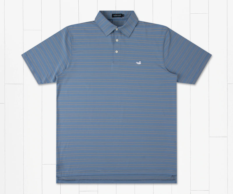 Bermuda Performance Polo - Naples Stripe SLATE & LIGHT BLUE