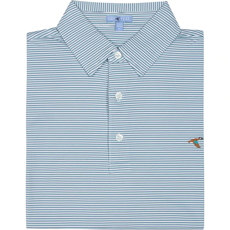 LAPIS HARBOR STRIPE PERFORMANCE POLO