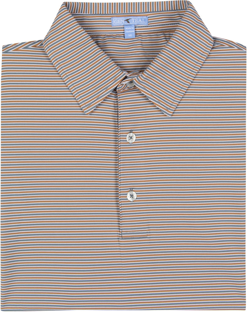 TOASTED FREEPORT STRIPE PERFORMANCE POLO