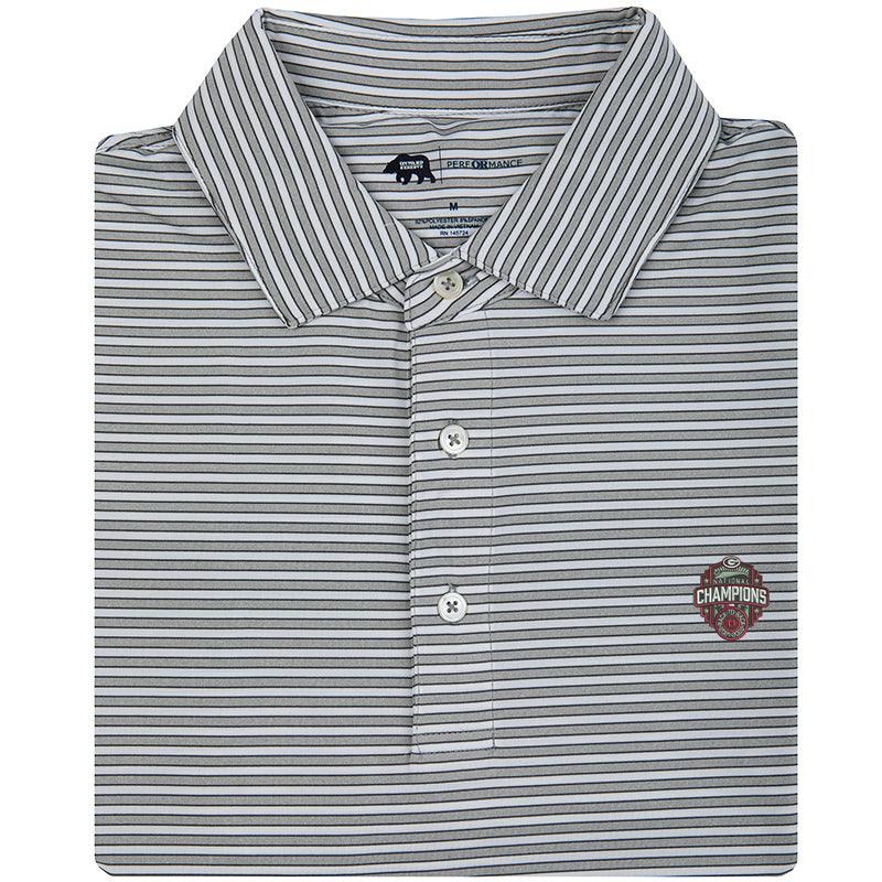 2022 National Champions Logo Mulligan Performance Polo MIRAGE GREY