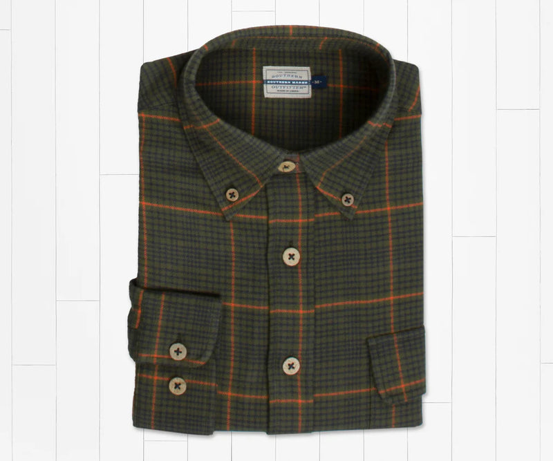 Montevallo Houndstooth Flannel DARK OLIVE AND NAVY