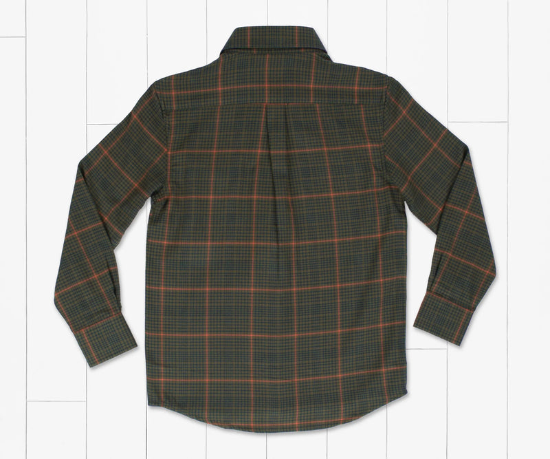 Youth Montevallo Houndstooth Flannel DARK OLIVE AND NAVY