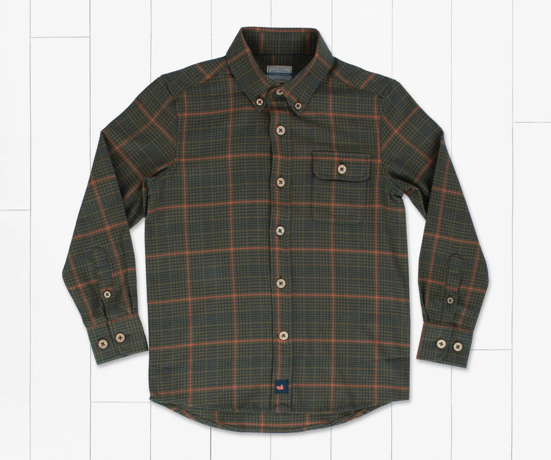 Youth Montevallo Houndstooth Flannel DARK OLIVE AND NAVY