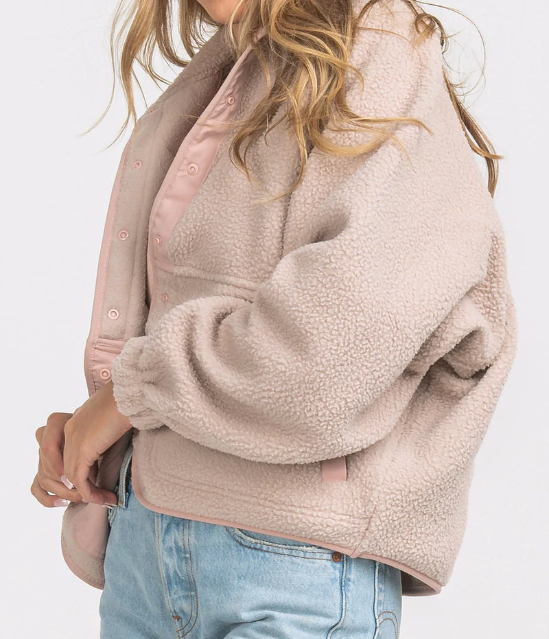 RETRO SNAP FLEECE JACKET TRUFFLE