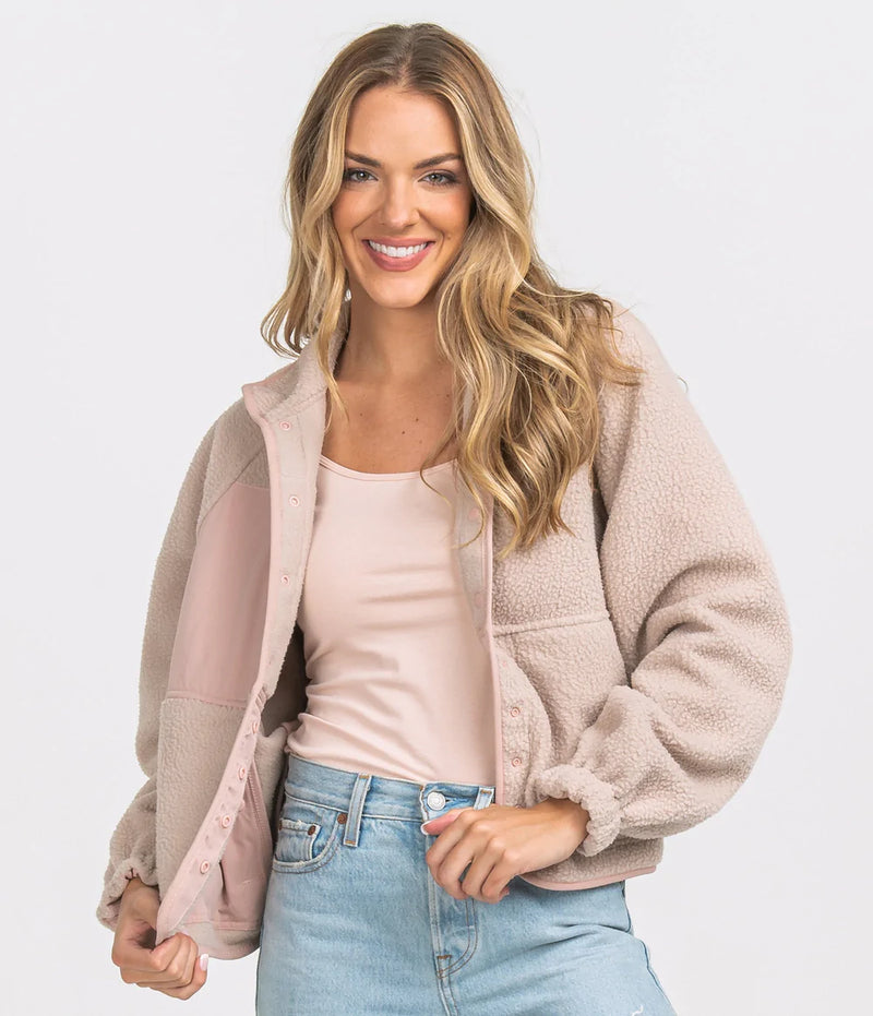 RETRO SNAP FLEECE JACKET TRUFFLE