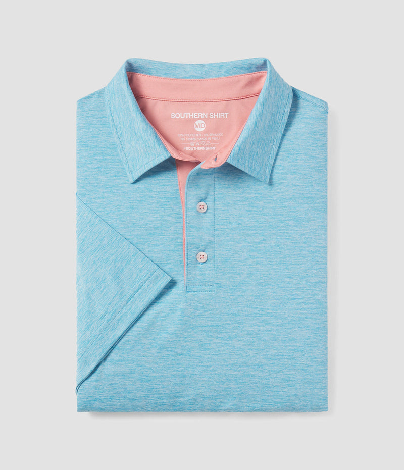 GRAYTON HEATHER POLO PERFORMANCE BALTIC BLUE