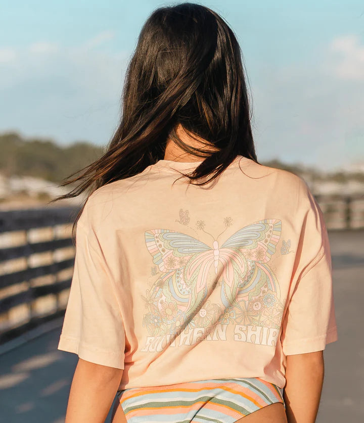 RAINBOWS AND BUTTERFLIES TEE SS JUST PEACHY